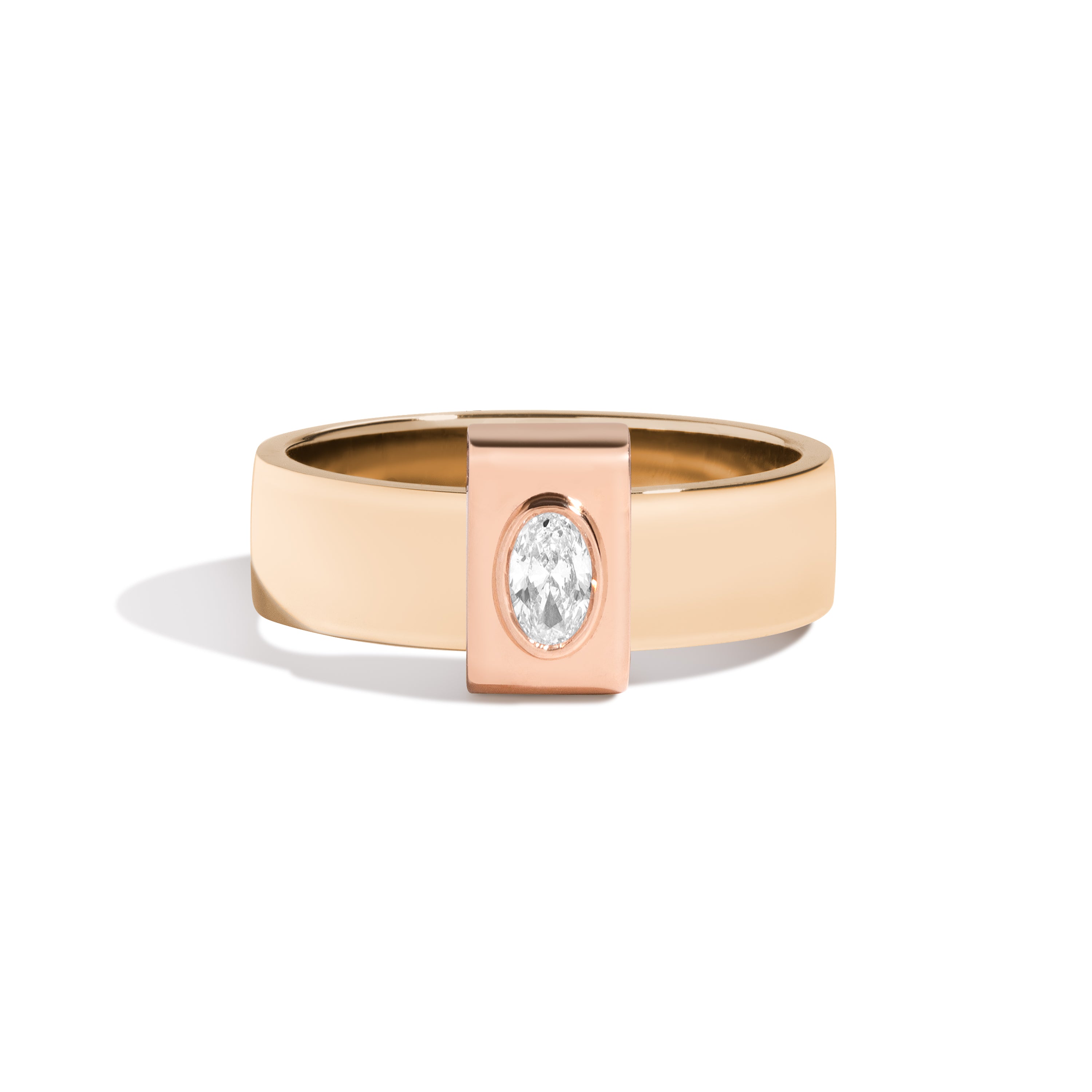 Shahla Karimi Signature 14K Yellow Gold 6mm Band With Oval 14K Rose Gold  Wrap