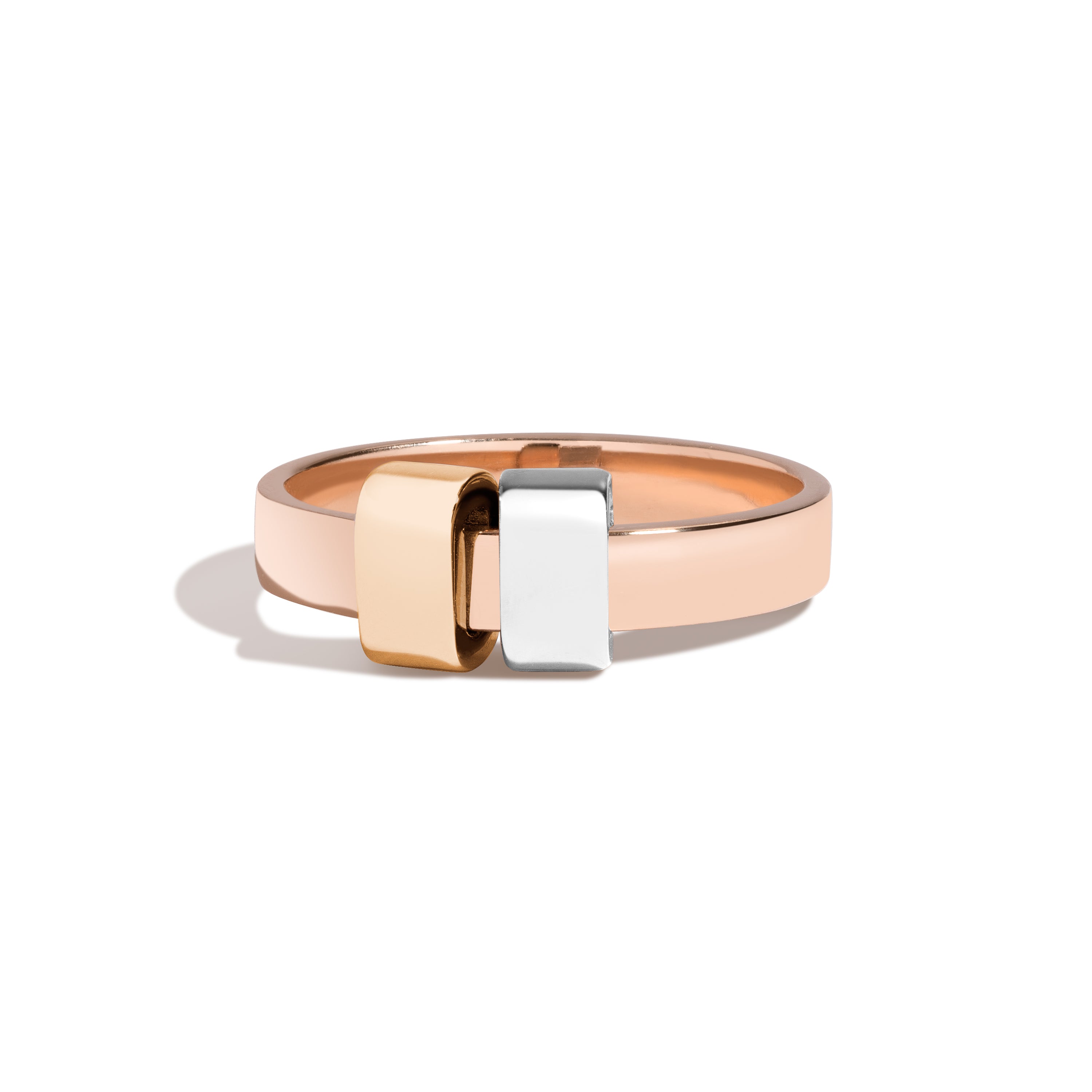 Shahla Karimi Joon Signature 4mm 14K Rose Gold Band With 2 14K Yellow Gold and Platinum Wraps