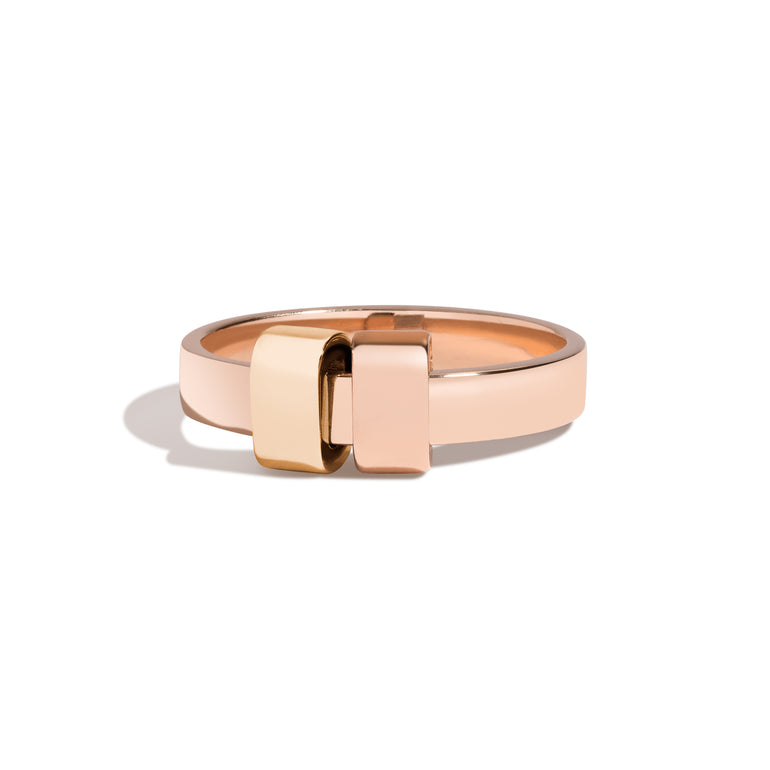 Shahla Karimi Joon Signature 4mm 14K Rose Gold Band With 2 14K Yellow Gold and 14K Rose Gold Wraps