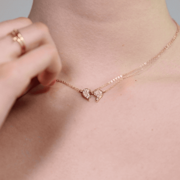 Shahla Karimi 14K Yellow Gold Best Friend Necklace Set with White Diamonds on Model GIF