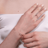 Shahla Karimi 14K Yellow Gold Chrysler Cuff with White Diamond Tapered Baguettes on Model