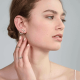 Shahla Karimi Jewelry 14/18K Yellow Gold Rockefeller No.2 Open Ring with Diamond Baguettes and White Diamonds on Model GIF