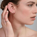 Shahla Karimi Jewelry Rockefeller Ring No. 3 14/18K Yellow Gold with White Diamond Baguettes on Model GIF