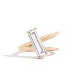 Shahla Karimi Long Baguette V Ring 14K Yellow Gold