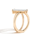 Shahla Karimi Long Baguette V Ring 14K Yellow Gold