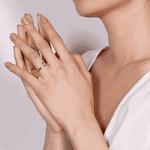 Shahla Karimi Jewelry Love V Ring with Pear 14K Yellow Gold on Model GIF