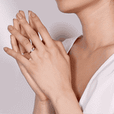 Shahla Karimi Jewelry Love V Ring with Pear 14K Yellow Gold on Model GIF