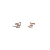 Shahla Karimi Jewelry Mid-Century Fallingwater Asymmetrical Baguette Studs 14K Rose Gold