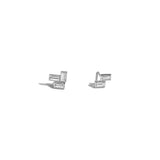 Shahla Karimi Jewelry Mid-Century Fallingwater Asymmetrical Baguette Studs 14K White Gold