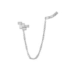Shahla Karimi Mid-Century Falling Water Ear Chain Long 14K White Gold With Earrings