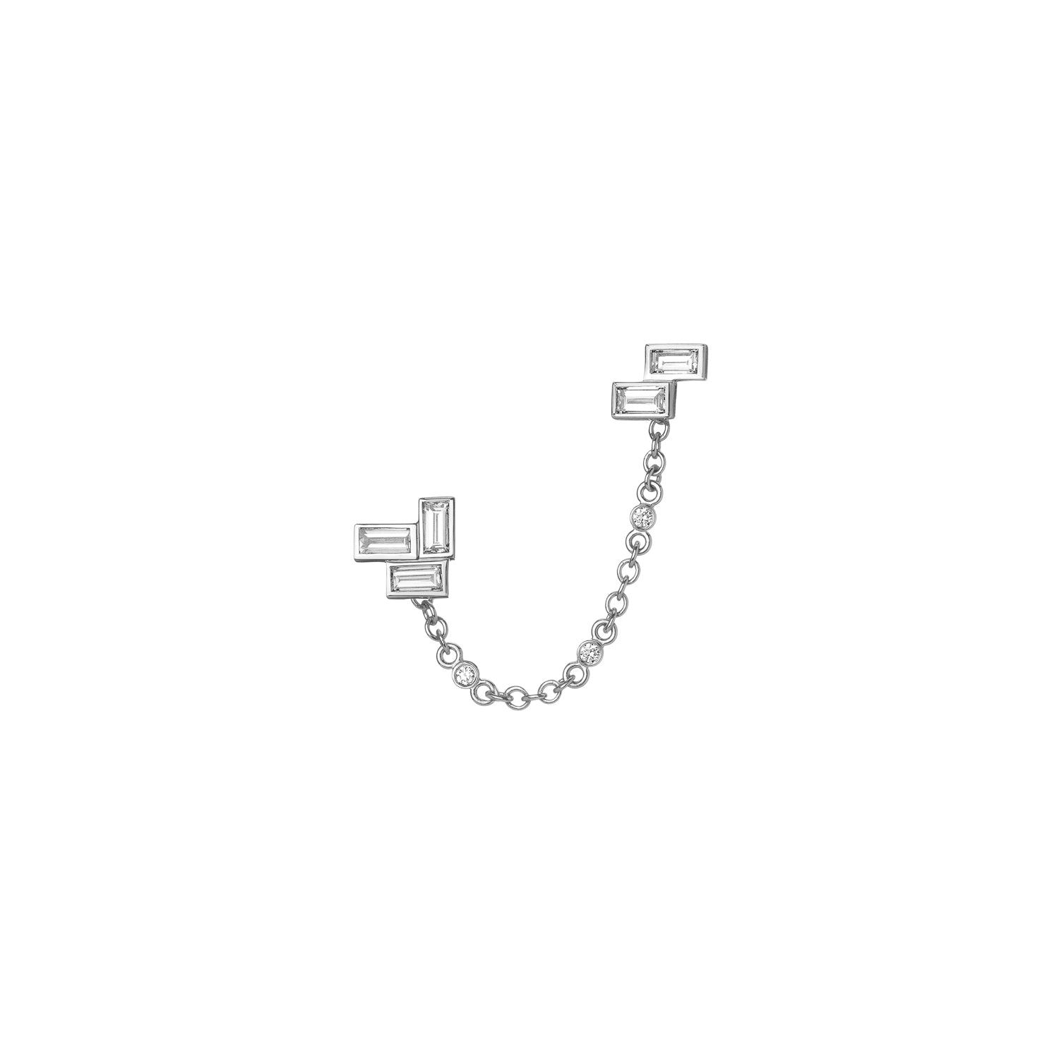 Shahla Karimi Mid-Century Falling Water Ear Chain Short 14K White Gold With Earrings