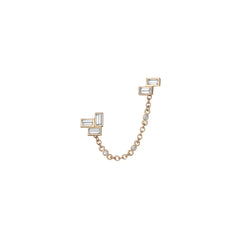 Shahla Karimi Mid-Century Falling Water Ear Chain Short 14K Yellow Gold With Earrings