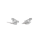 Shahla Karimi Mid-Century Fallingwater Large Baguette Studs 14K White Gold