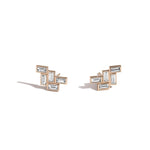 Shahla Karimi Mid-Century Fallingwater Large Baguette Studs 14K Yellow Gold