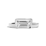 Shahla Karimi Jewelry Mid-Century Mies Baguette Notch Ring 14K White Gold