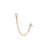 Shahla Karimi Mid-Century Mies Ear Chain 14K Yellow Gold w/ Triangle and Shield Studs