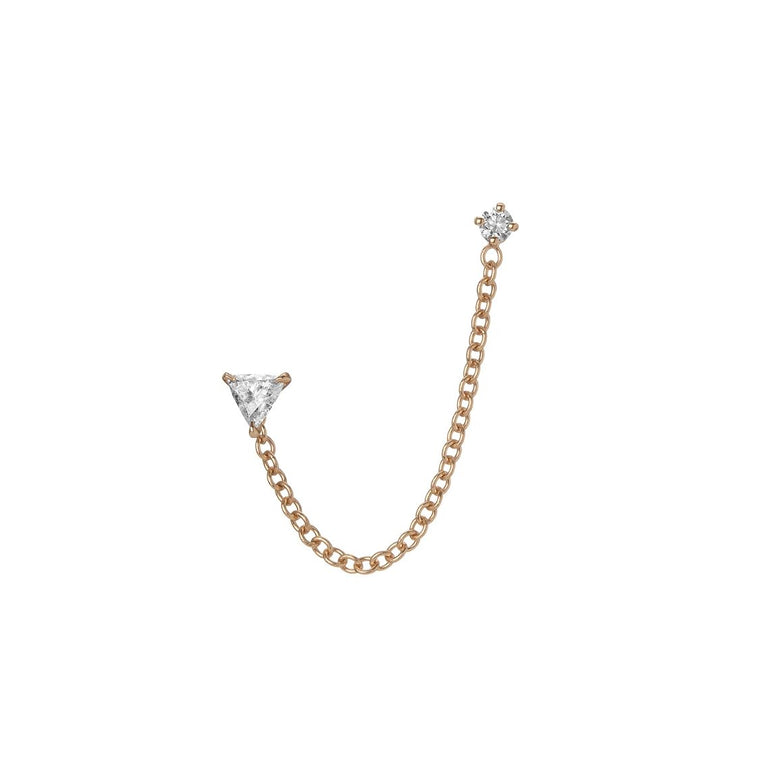 Shahla Karimi Mid-Century Wright Ear Chain in 14K Yellow Gold w/ Brilliant and Triangle Studs