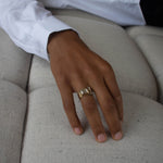 Shahla Karimi Joon Bezel Set Emerald 14K Yellow Band with Platinum Wrap