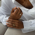 Shahla Karimi Joon Slant Ring Set 14K Yellow Gold and Platinum