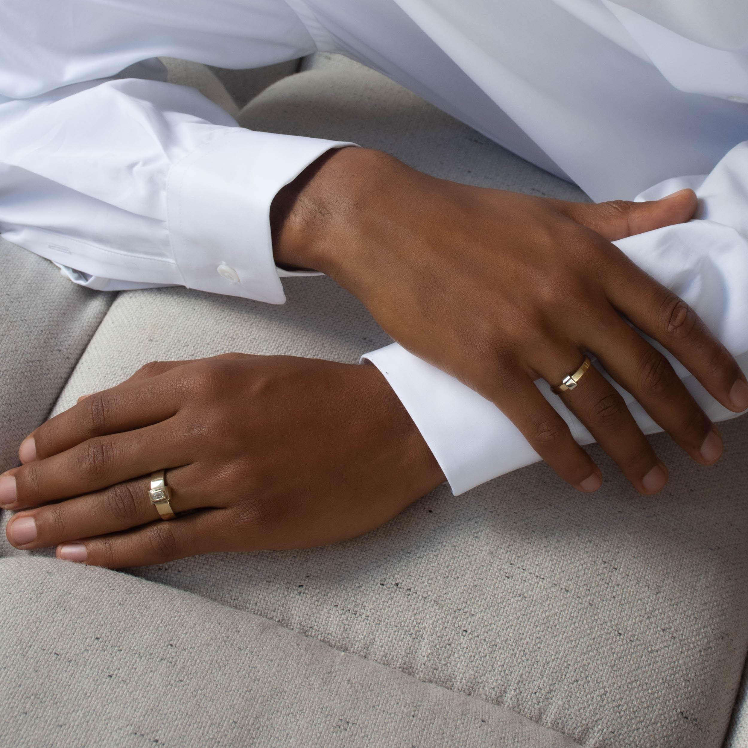 Shahla Karimi Joon Signature 14K Yellow Gold 3mm Band With Platinum Wrap