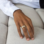 Shahla Karimi Joon Bezel Set Emerald 14K Yellow Band with Platinum Wrap