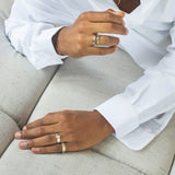 Shahla Karimi Joon Slant Ring Set With Wraps 14K Yellow Gold and Platinum