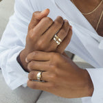 Shahla Karimi Signature Platinum 6mm Band With Oval 14K Yellow Gold Wrap