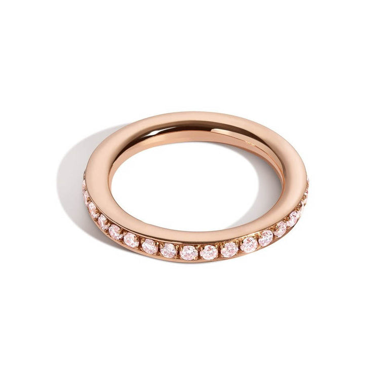 Shahla Karimi Jewelry 3mm Bright-Cut Eternity Band with Pink Diamonds 14K Rose Gold