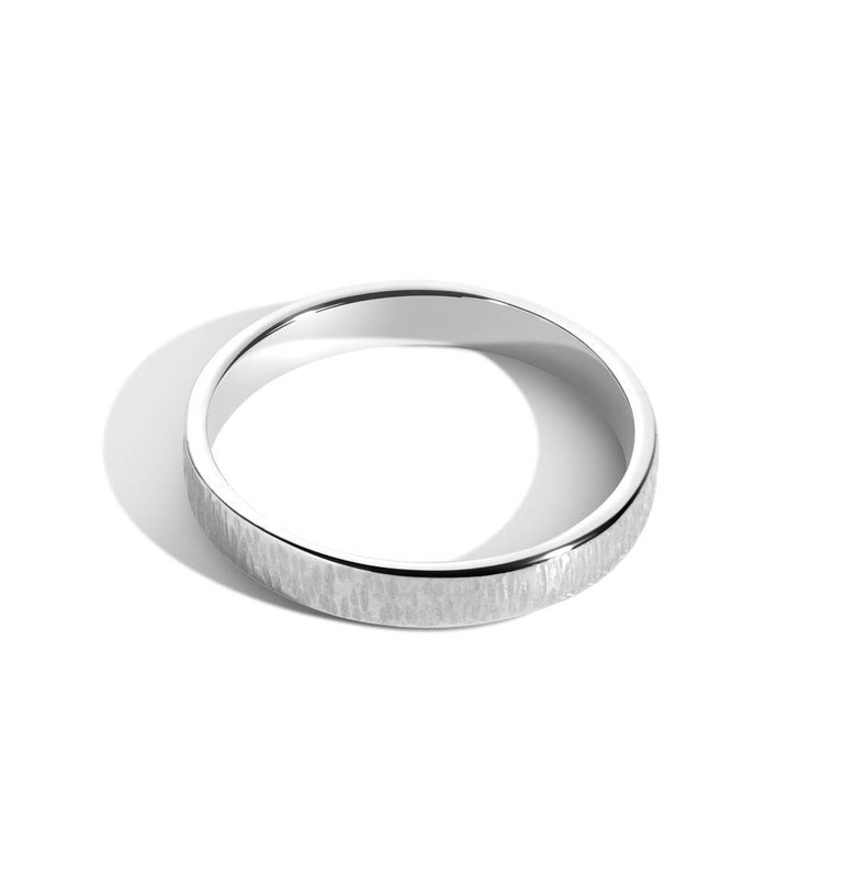 Shahla Karimi Jewelry Every Love 3mm Vertical Hammered Band 14K White Gold or Platinum