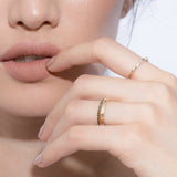 Shahla Karimi Jewelry 1.8mm Scoop-Set Eternity Band with Black Diamonds 14/18K Yellow Gold on Model