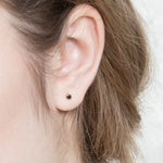 Shahla Karimi Jewelry Subway Series Local Stop Earrings Black Diamond 14K Yellow Gold on Model