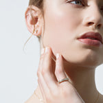 Shahla Karimi Jewelry Rockefeller Ring No. 3 14/18K Yellow Gold with White Diamond Baguettes on Model
