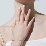 Shahla Karimi Jewelry Central Park X-Ring No. 3 in 14K Yellow Gold with White Diamonds on Model