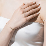 Shahla Karimi Jewelry 14/18K Yellow Gold Rockefeller No.1 Open Ring with Diamond Baguettes on Model