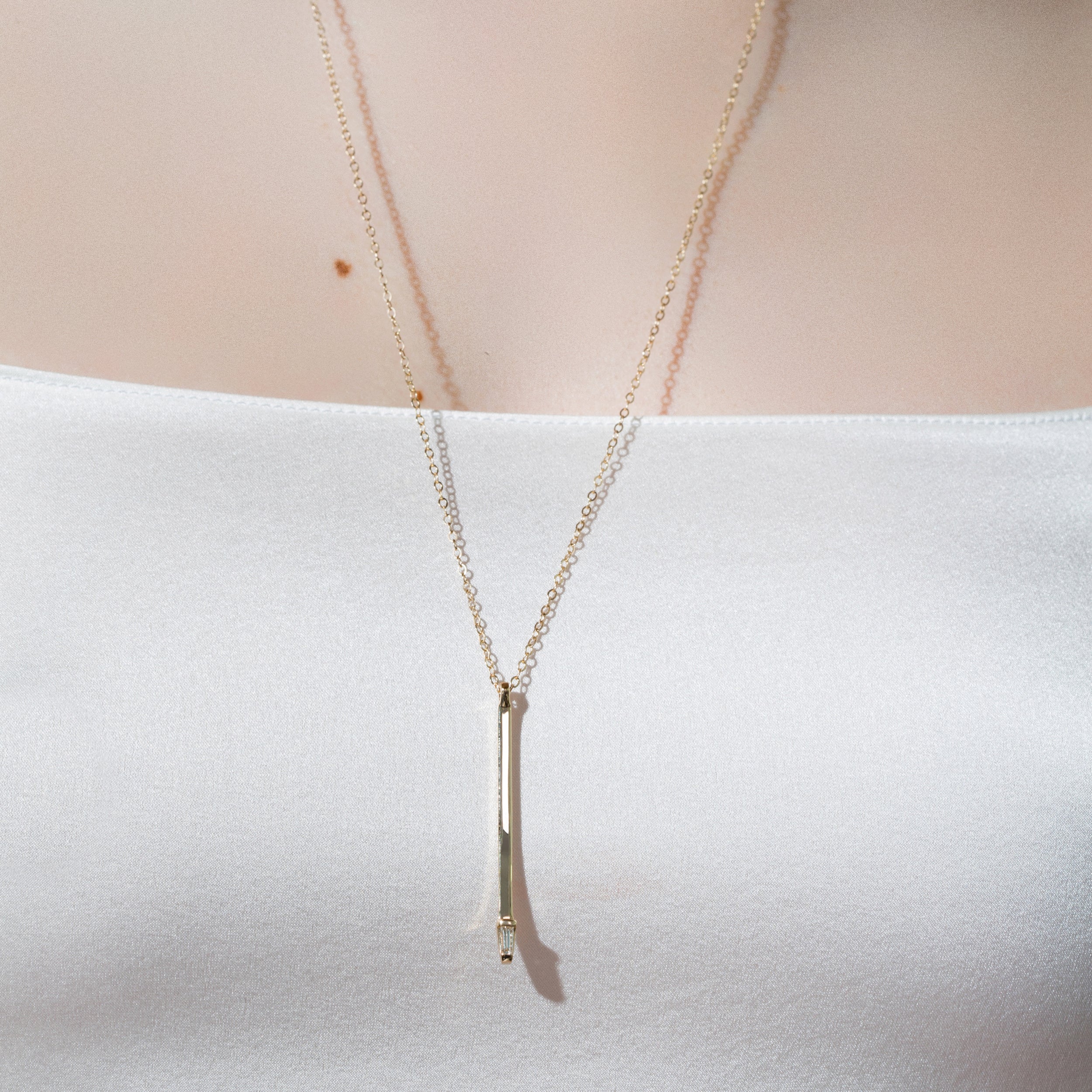 Shahla Karimi Jewelry Landmark Collection Chrysler Pendant Necklace No.1 14K Yellow Gold on Model