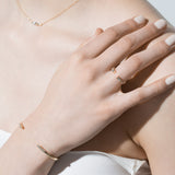 Shahla Karimi Jewelry 14/18K Yellow Gold Rockefeller No.2 Open Ring with Diamond Baguettes and White Diamonds on Model