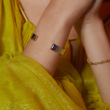 Shahla Karimi Diamond Emerald-Cut Cuff w/ Baguettes 14K Yellow Gold On Model