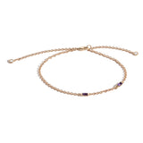 Shahla Karimi Alexandrite Birthstone Baguette Bracelet with Diamond Dangles 14K Yellow Gold