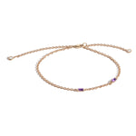 Shahla Karimi Amethyst Birthstone Baguette Bracelet with Diamond Dangles 14K Yellow Gold
