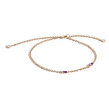 Shahla Karimi Amethyst Birthstone Baguette Bracelet with Diamond Dangles 14K Yellow Gold