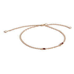 Shahla Karimi Garnet Birthstone Baguette Bracelet with Diamond Dangles 14K Yellow Gold