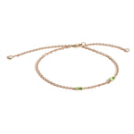 Shahla Karimi Peridot Birthstone Baguette Bracelet with Diamond Dangles 14K Yellow Gold