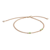 Shahla Karimi Peridot Birthstone Baguette Bracelet with Diamond Dangles 14K Yellow Gold