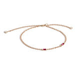 Shahla Karimi Pink Tourmaline Birthstone Baguette Bracelet with Diamond Dangles 14K Yellow Gold