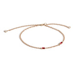 Shahla Karimi Ruby Birthstone Baguette Bracelet with Diamond Dangles 14K Yellow Gold