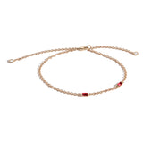 Shahla Karimi Ruby Birthstone Baguette Bracelet with Diamond Dangles 14K Yellow Gold