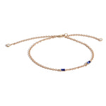 Shahla Karimi Sapphire Birthstone Baguette Bracelet with Diamond Dangles 14K Yellow Gold