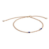 Shahla Karimi Sapphire Birthstone Baguette Bracelet with Diamond Dangles 14K Yellow Gold