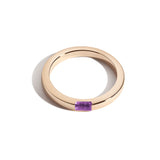 Shahla Karimi Unisex Birthstone Baguette Ring 14K Yellow Gold - High Polish - Amethyst