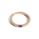 Shahla Karimi Unisex Birthstone Baguette Ring 14K Yellow Gold - Matte Finish - Amythest
